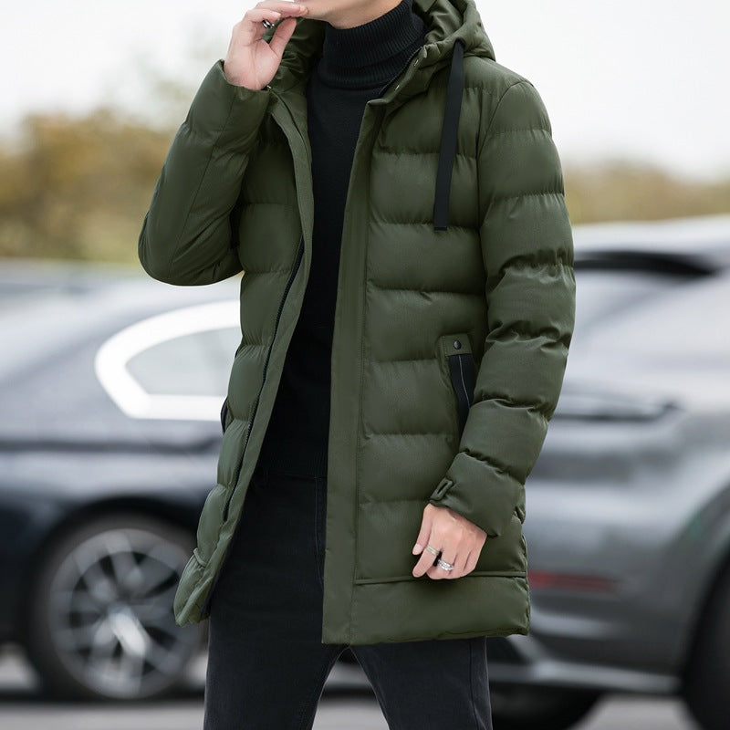 Men Puffer Jacket | Hooded Long Fit with Toggle Cuffs