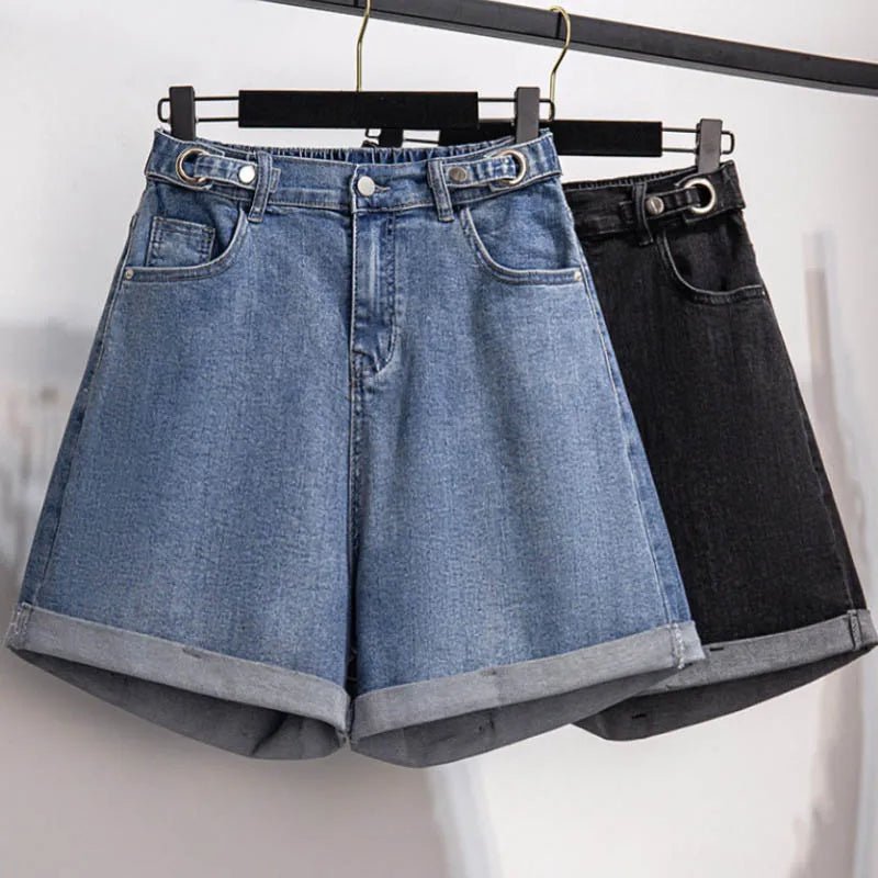 Denim Shorts Women High Waisted Relaxed Straight Leg Fit - Evergreen Outfits- Women Shorts