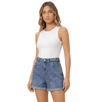 Denim Shorts Women High Waisted Relaxed Straight Leg Fit - Evergreen Outfits- Women Shorts