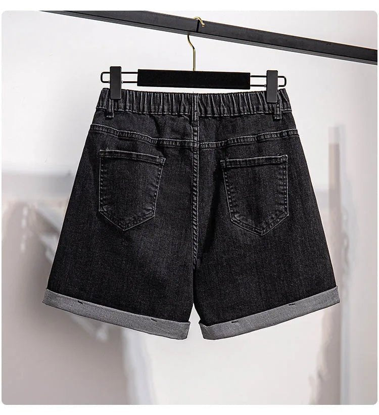 Denim Shorts Women High Waisted Relaxed Straight Leg Fit - Evergreen Outfits- Women Shorts