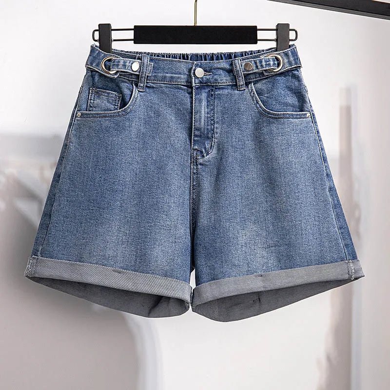 Denim Shorts Women High Waisted Relaxed Straight Leg Fit - Evergreen Outfits- Women Shorts