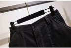 Denim Shorts Women Plus Size Elastic Waist Wide Leg Fit - Evergreen Outfits- Women Shorts