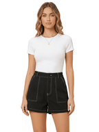 Denim Shorts Women Plus Size Elastic Waist Wide Leg Fit - Evergreen Outfits- Women Shorts