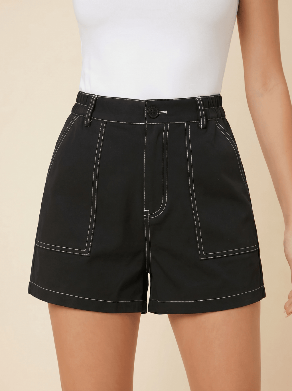 Denim Shorts Women Plus Size Elastic Waist Wide Leg Fit - Evergreen Outfits- Women Shorts