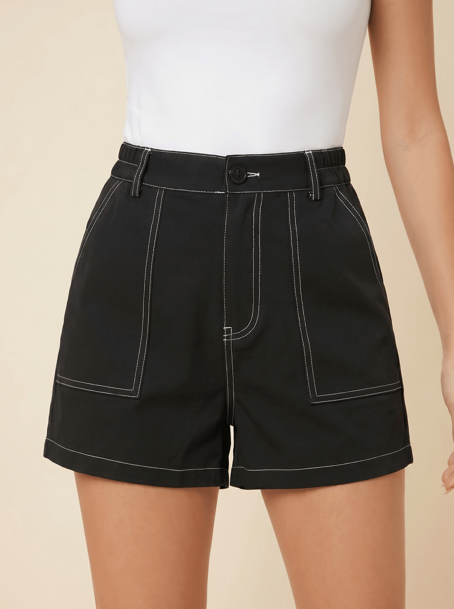 Denim Shorts Women Plus Size Elastic Waist Wide Leg Fit - Evergreen Outfits- Women Shorts