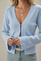 Women Cardigan | Relaxed Fit with V-Neckline and Button Front