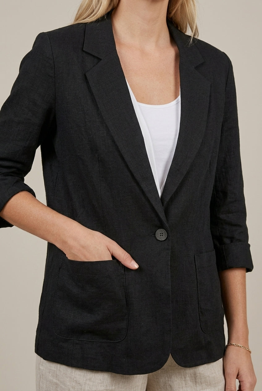 Women Blazer | Relaxed Fit with Notch Lapel and Button