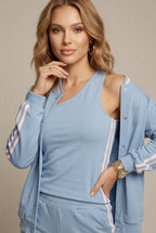 Women Set | Three-Piece Tracksuit with Contrast Stripe Trim