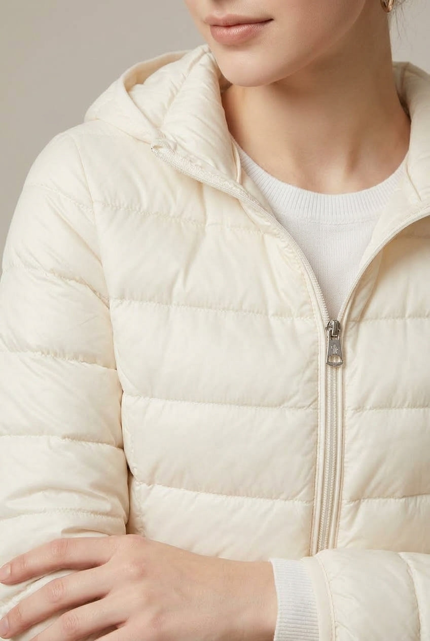 Women Puffer Jacket | Hooded Full-Zip with Quilted Channels