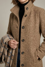 Women Coat | Notch Collar Button-Front Mid-Length Fit