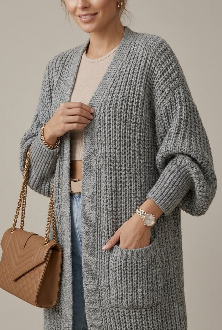 Women Cardigan | Open-Front Long Sleeve Relaxed Fit