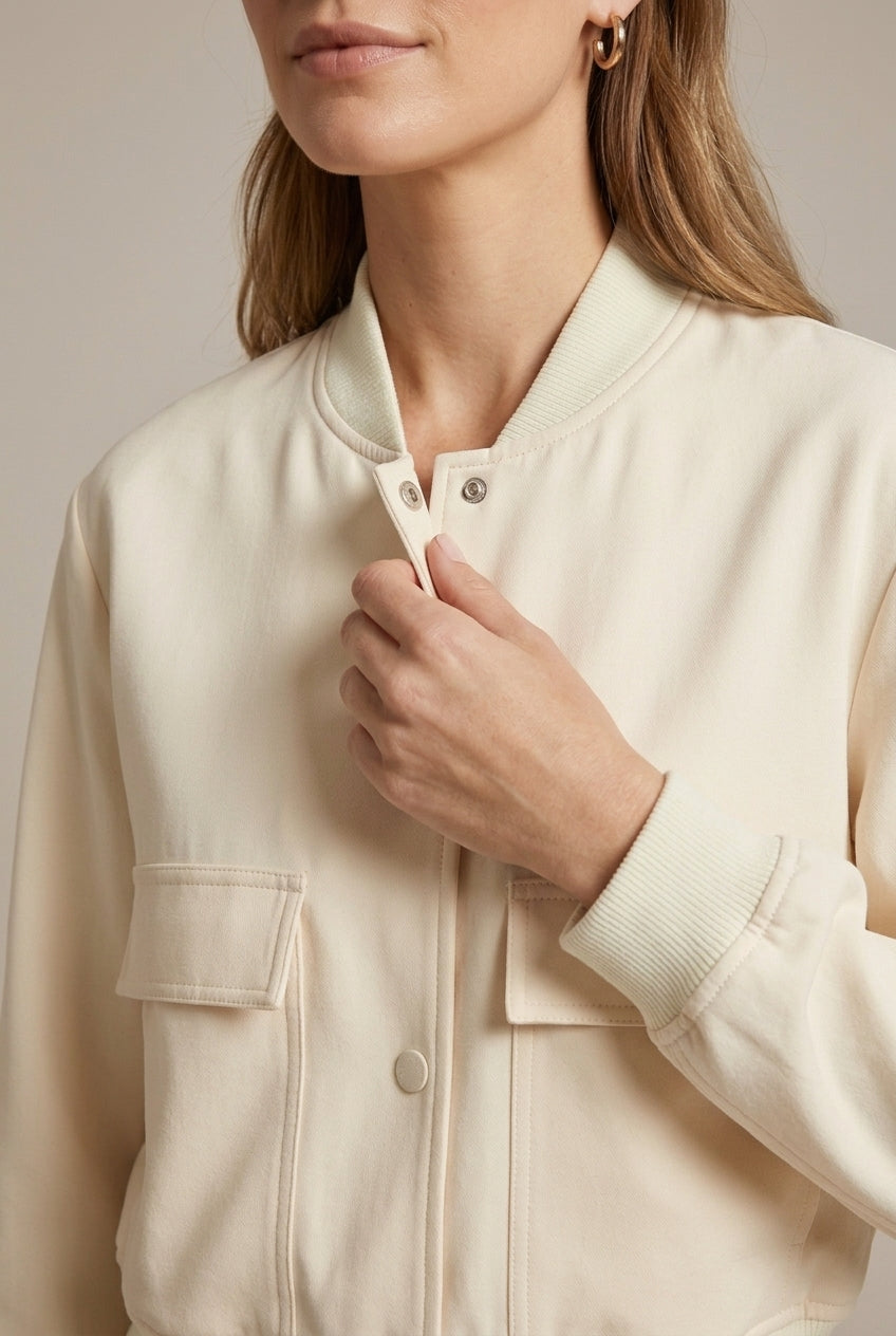 Women Jacket | Relaxed Fit Bomber with Button Front Closure