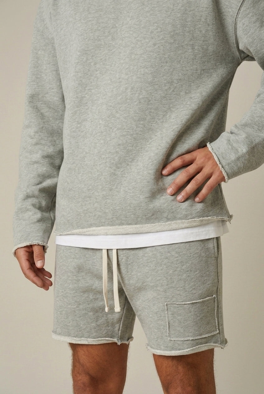Men Set | Relaxed Fit Crewneck Sweatshirt and Shorts