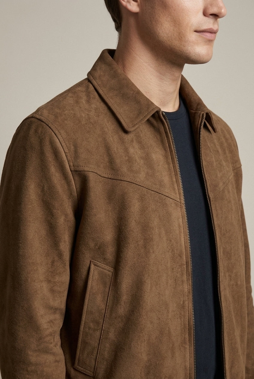 Men Jacket | Bomber Fit with Full-Zip Front and Ribbed Hem