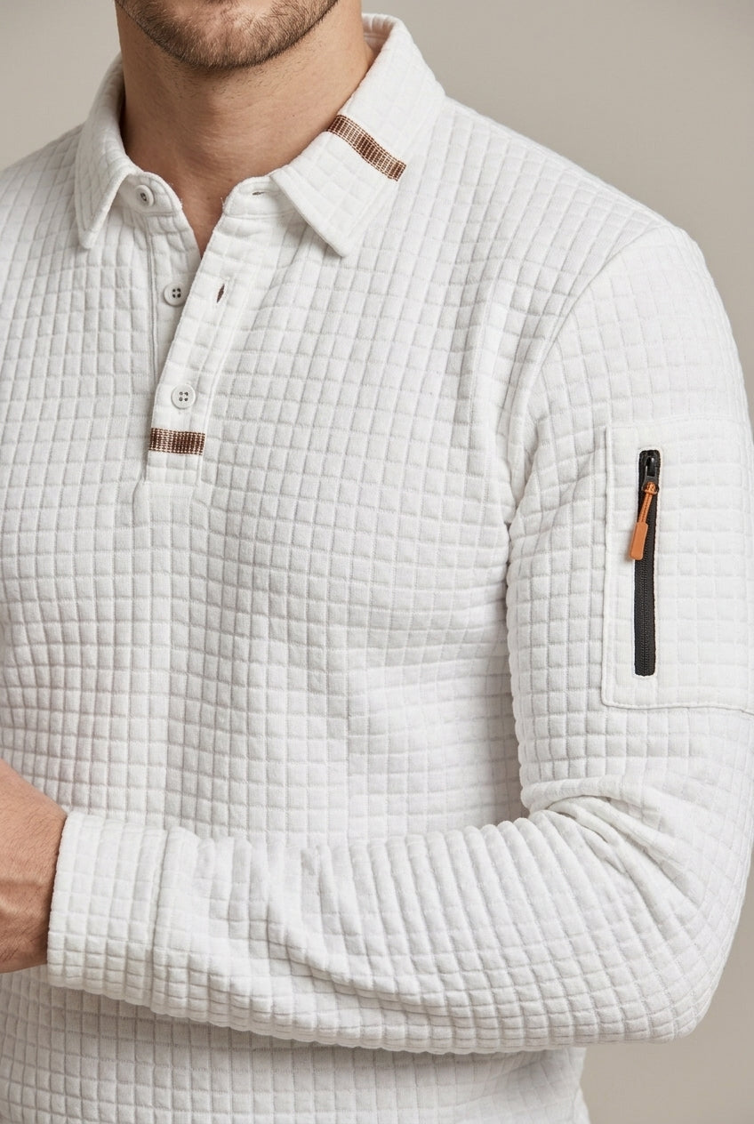 Men Polo Shirt | Quilted Construction with Sleeve Zip Pocket