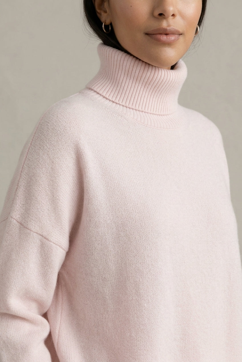 Women Sweater | Oversized Turtleneck with Ribbed Cuffs and Hem