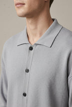 Men Cardigan | Oversized Fit with Spread Collar Button Front