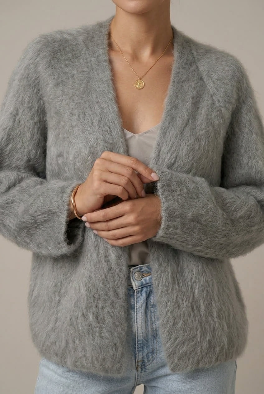 Women Cardigan | Relaxed Fit Plush Alpaca Fibre Knit