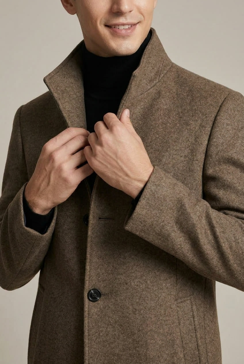 Men Coat | Slim Fit with Notch Lapel Two-Button Front