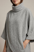 Women Sweater | Oversized Mock Neck with Ribbed Trims