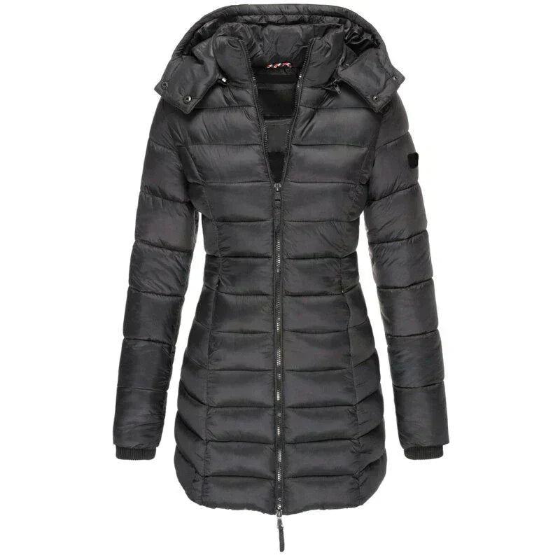 Women Jacket | Quilted Build with Removable Hood and Zip Pockets