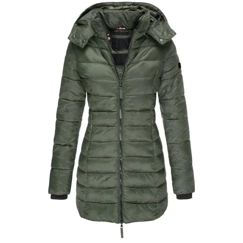 Women Jacket | Quilted Build with Removable Hood and Zip Pockets