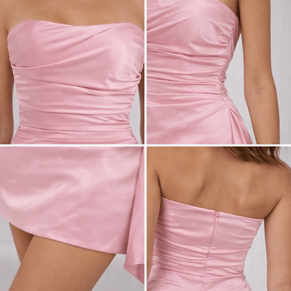 Mini Dress Women Strapless With Straight Neckline Design