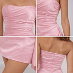 Mini Dress Women Strapless With Straight Neckline Design
