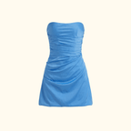 Mini Dress Women Strapless With Straight Neckline Design