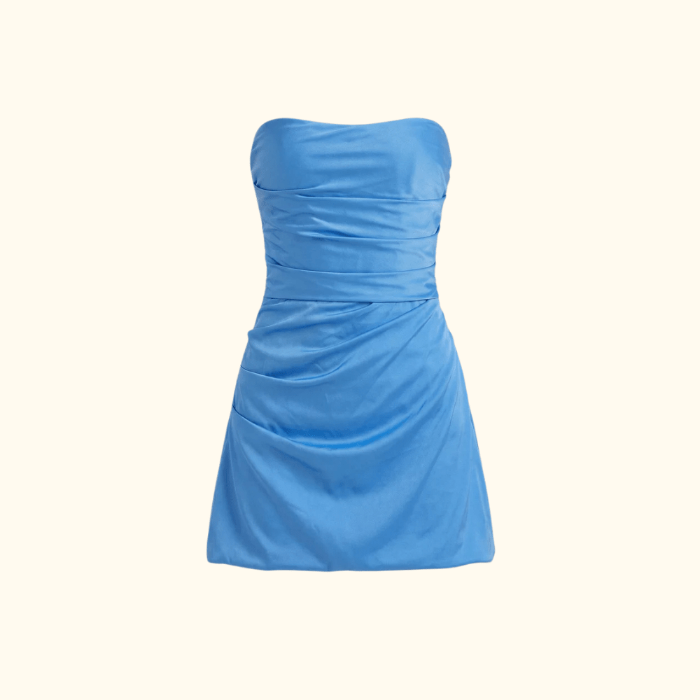 Mini Dress Women Strapless With Straight Neckline Design