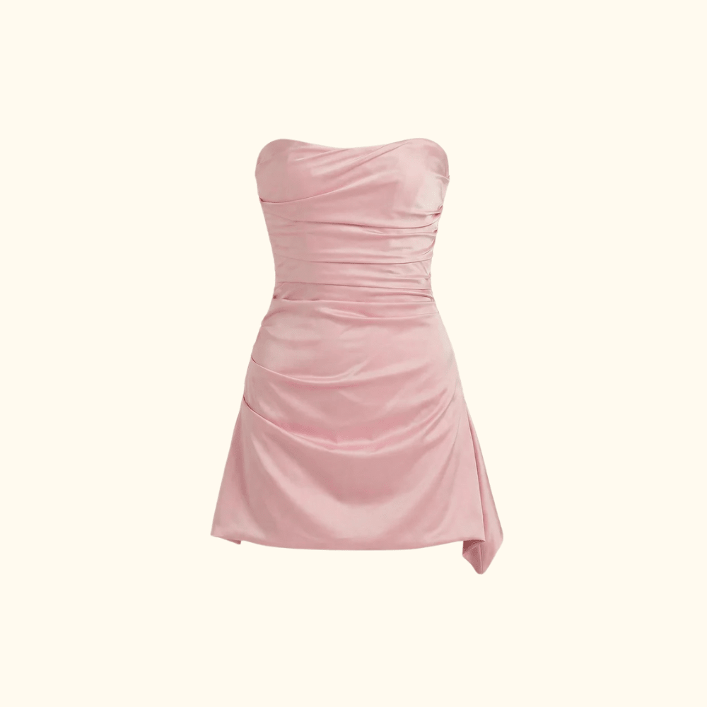 Mini Dress Women Strapless With Straight Neckline Design