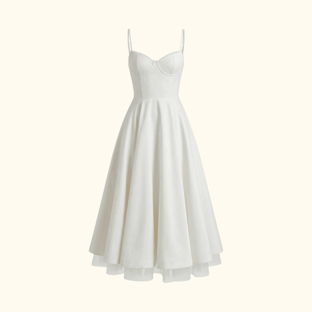 Dress Women Sweetheart Neckline Detailing Design - Evergreen Outfits - Women Midi Dress