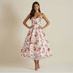 Dress Women Sweetheart Neckline Detailing Design - Evergreen Outfits - Women Midi Dress