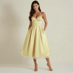 Dress Women Sweetheart Neckline Detailing Design - Evergreen Outfits - Women Midi Dress