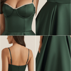 Dress Women Sweetheart Neckline Detailing Design - Evergreen Outfits - Women Midi Dress
