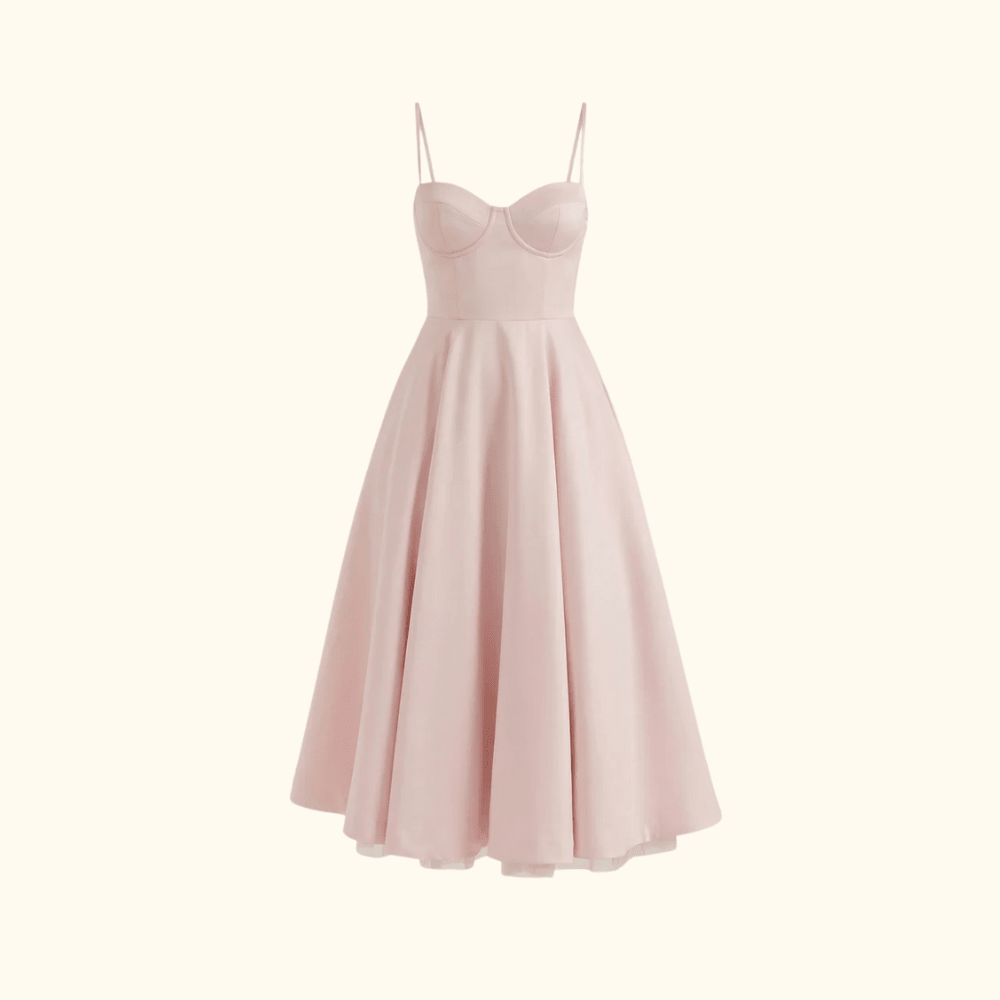 Dress Women Sweetheart Neckline Detailing Design - Evergreen Outfits - Women Midi Dress