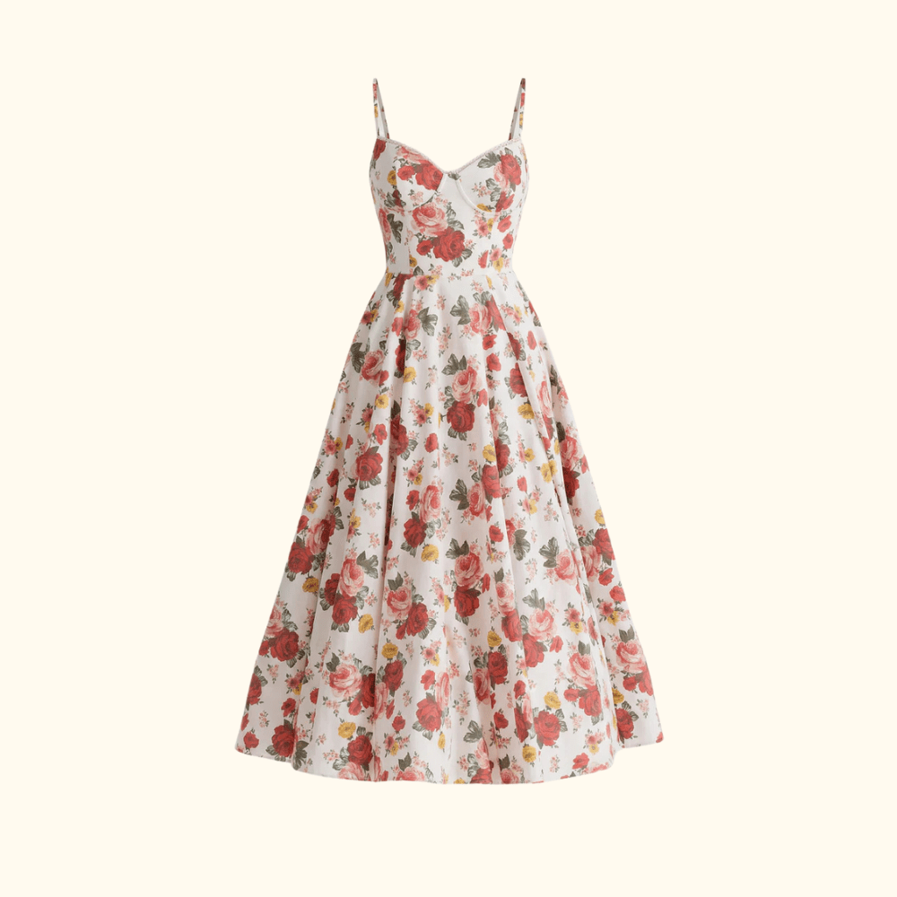 Dress Women Sweetheart Neckline Detailing Design - Evergreen Outfits - Women Midi Dress