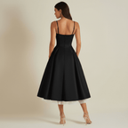 Dress Women Sweetheart Neckline Detailing Design - Evergreen Outfits - Women Midi Dress