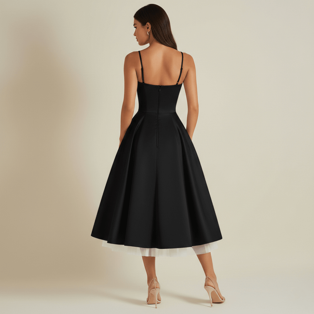 Dress Women Sweetheart Neckline Detailing Design - Evergreen Outfits - Women Midi Dress