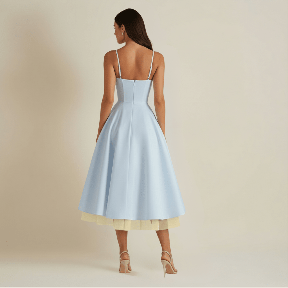 Dress Women Sweetheart Neckline Detailing Design - Evergreen Outfits - Women Midi Dress