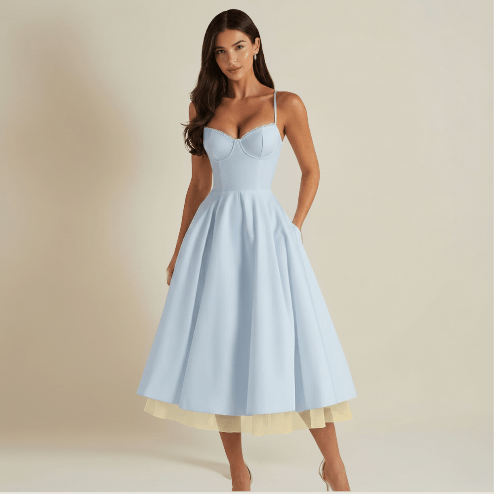 Women's Sweetheart Neckline Dress  Evergreen Outfits