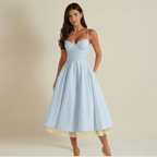 Dress Women Sweetheart Neckline Detailing Design - Evergreen Outfits - Women Midi Dress