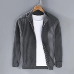 Men Cardigan | Full-Zip Relaxed Fit with Stand Collar