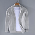 Men Cardigan | Full-Zip Relaxed Fit with Stand Collar