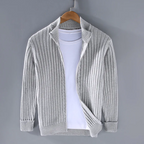 Men Cardigan | Full-Zip Relaxed Fit with Stand Collar