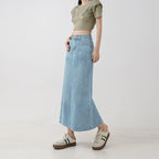 Women Skirt | High-Waist Maxi Denim with Back Slit