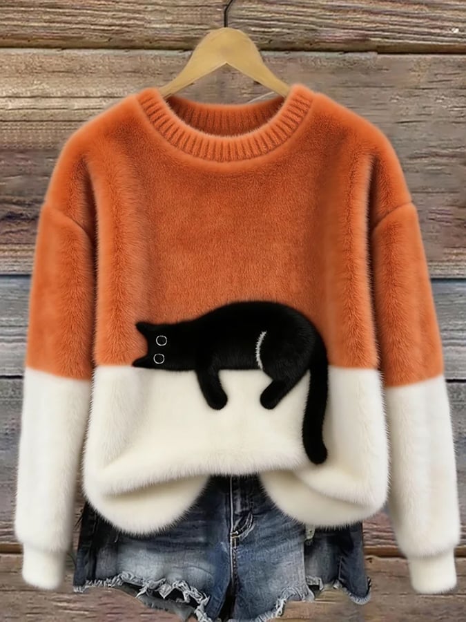 Women Sweater | Colourblock Relaxed Fit with Appliqué Detail