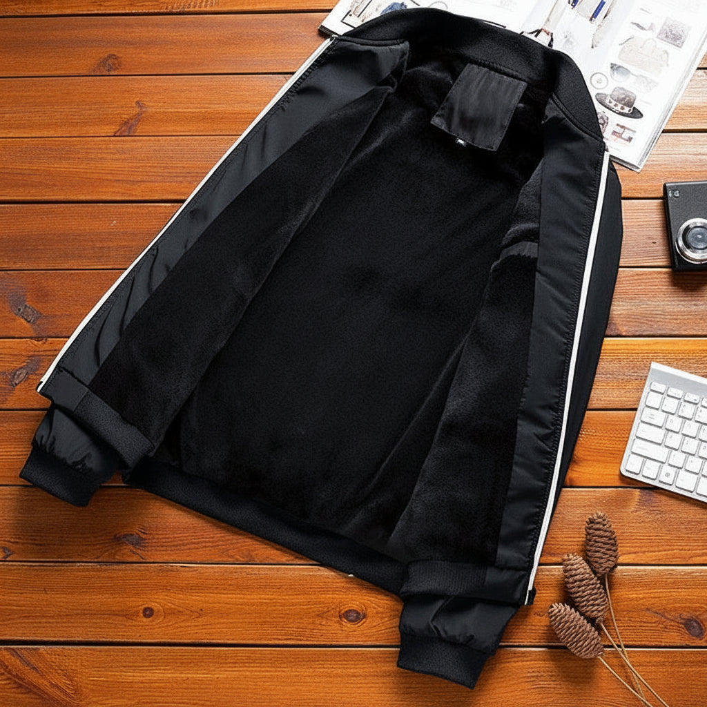 Men Jacket | Fleece-Lined Bomber with Contrast Piping