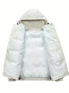 Men Puffer Jacket | Quilted Hood with Graphic Back Print