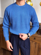 Men Sweatshirt | Crew Neck Ribbed Knit with Long Sleeves